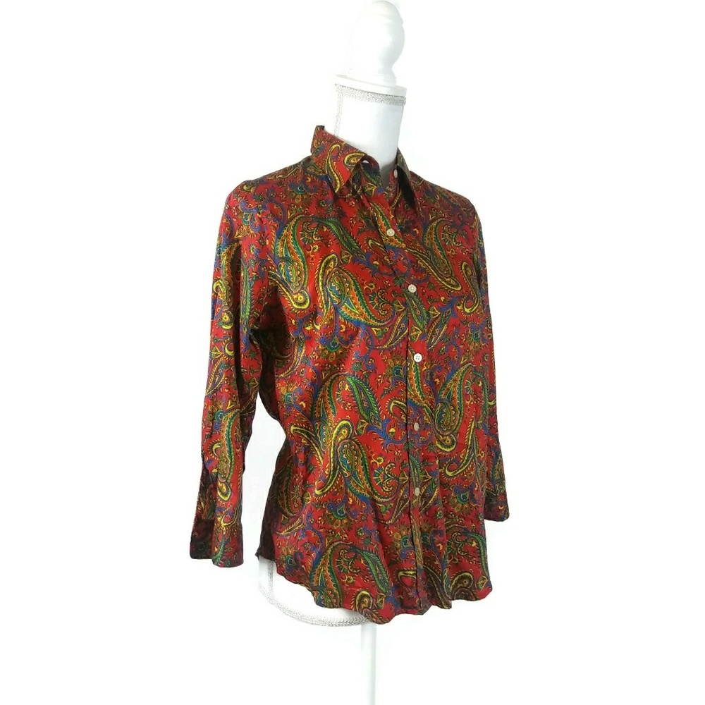 LAUREN Ralph Lauren Red Paisley Button Down Shirt - Picture 3 of 6